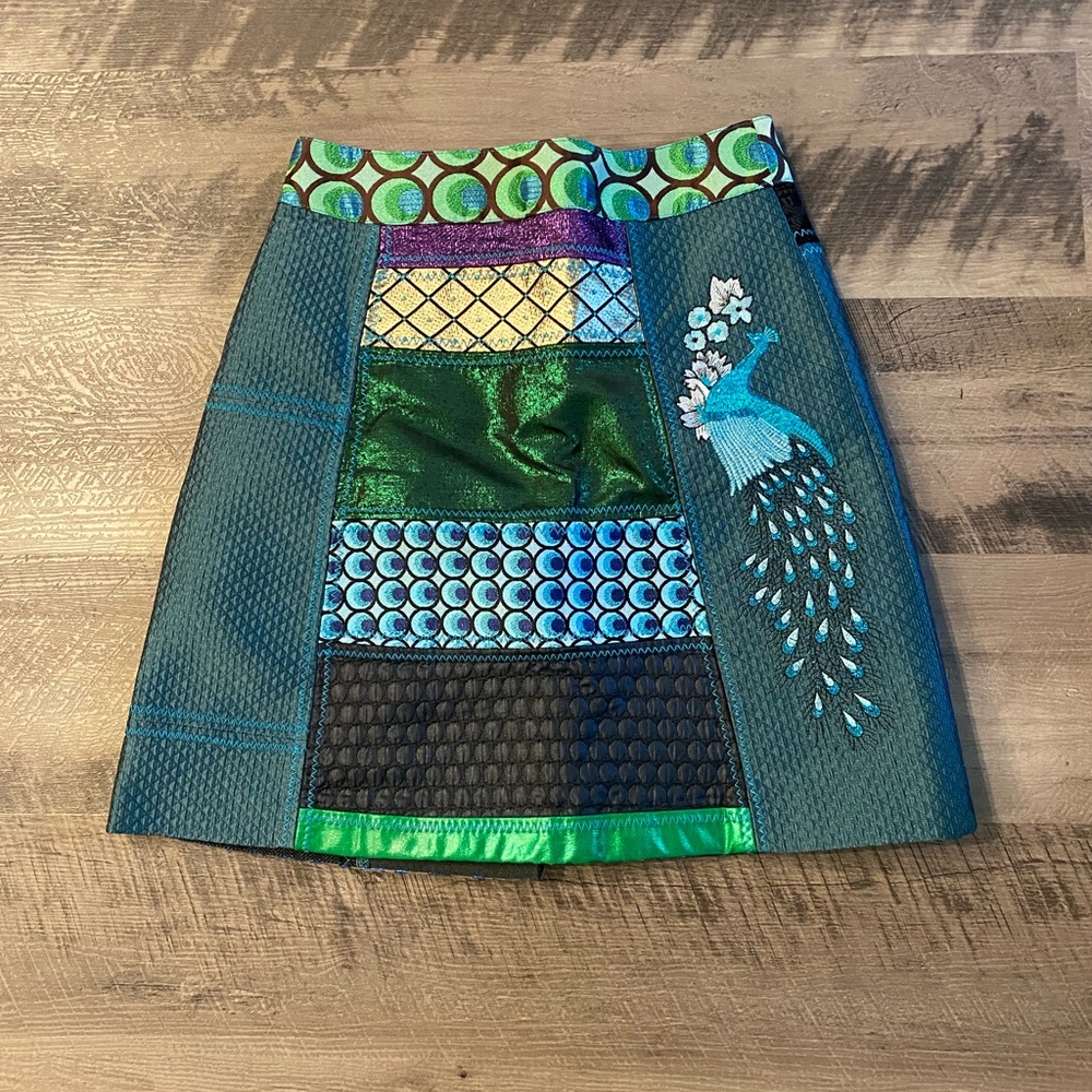 Desigual Skirt, peacock and floral patchwork - Picture 4 of 6